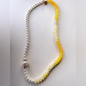 Pearl Beads and Yellow Glass Bead Necklace